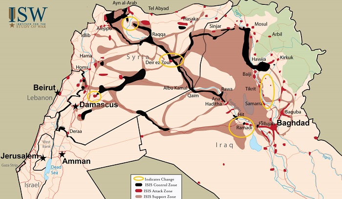 مخفی‎گاه‎های داعش در چه مناطقی از عراق و سوریه قرار دارند؟ + نقشه