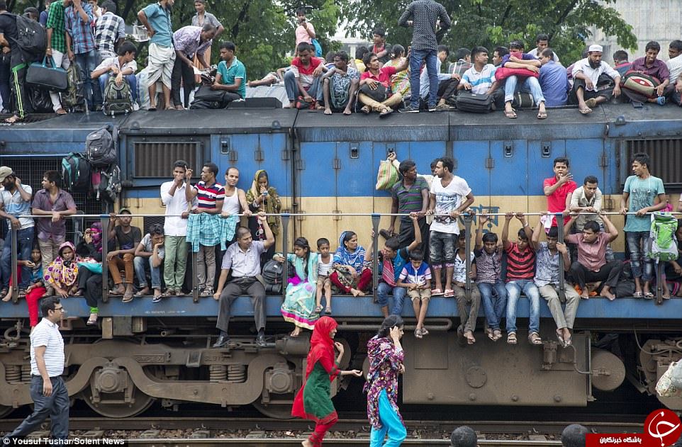 تصاویر شوکه‌کننده از ازدحام مسافران قطار در بنگلادش