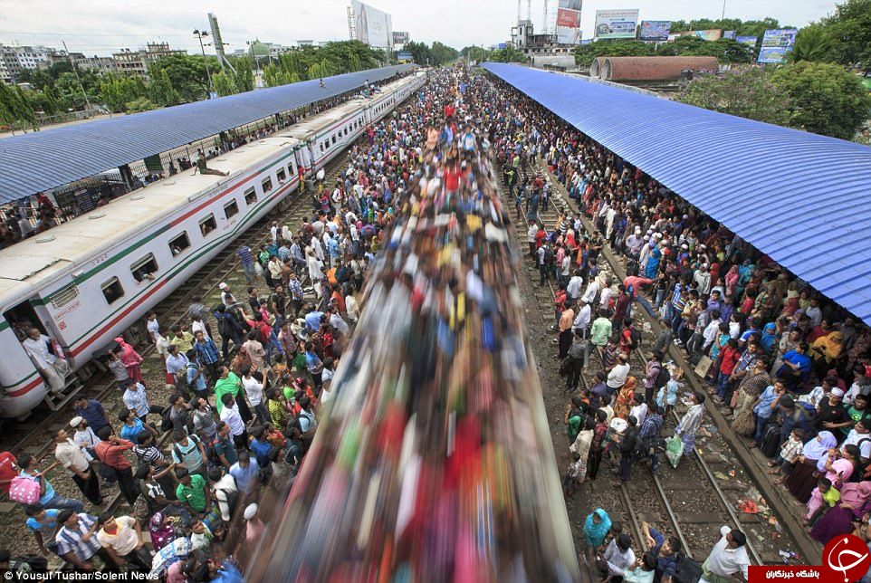 تصاویر شوکه‌کننده از ازدحام مسافران قطار در بنگلادش
