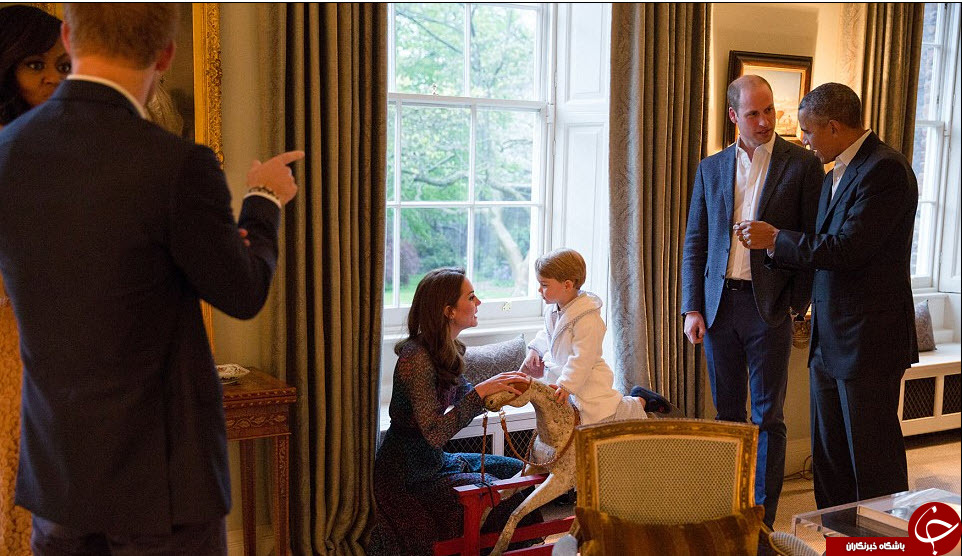 استقبال نوه دوساله ملکه انگلیس از اوباما + تصاویر