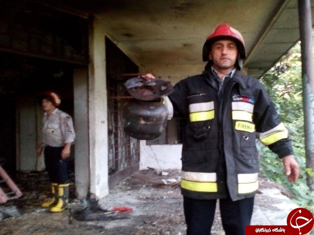 معتادان عامل آتش‌سوزی ساختمانی در چالوس+ تصاویر
