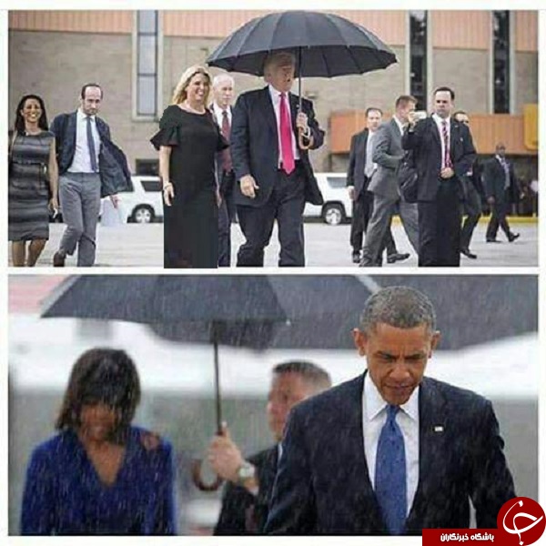 عکس جنجالی ترامپ در کنار اوباما و همسرش