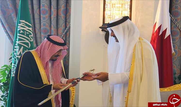 اعطای شمشیر بنیانگذار قطر به ملک سلمان + تصاویر
