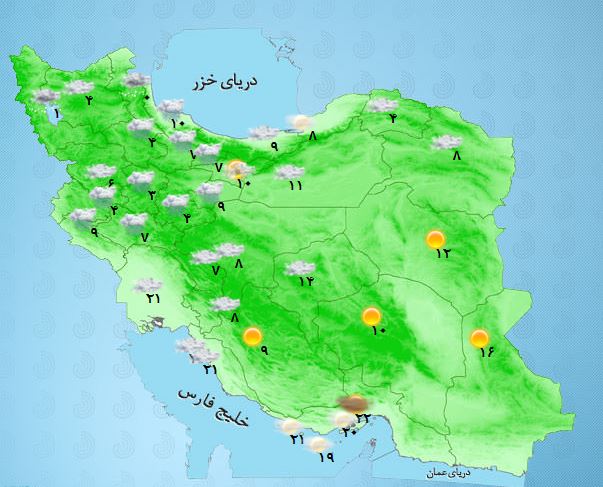 وضعیت آب و هوا در سومین روز بهار/  فعالیت سامانه بارشی در نیمه غربی کشور +جدول