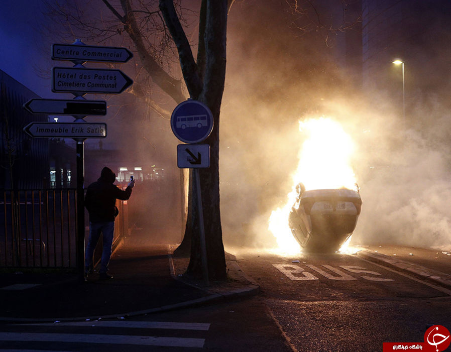 به آتش کشیدن 1000 خودرو و افزایش ناآرامی ها در پاریس + تصاویر////////