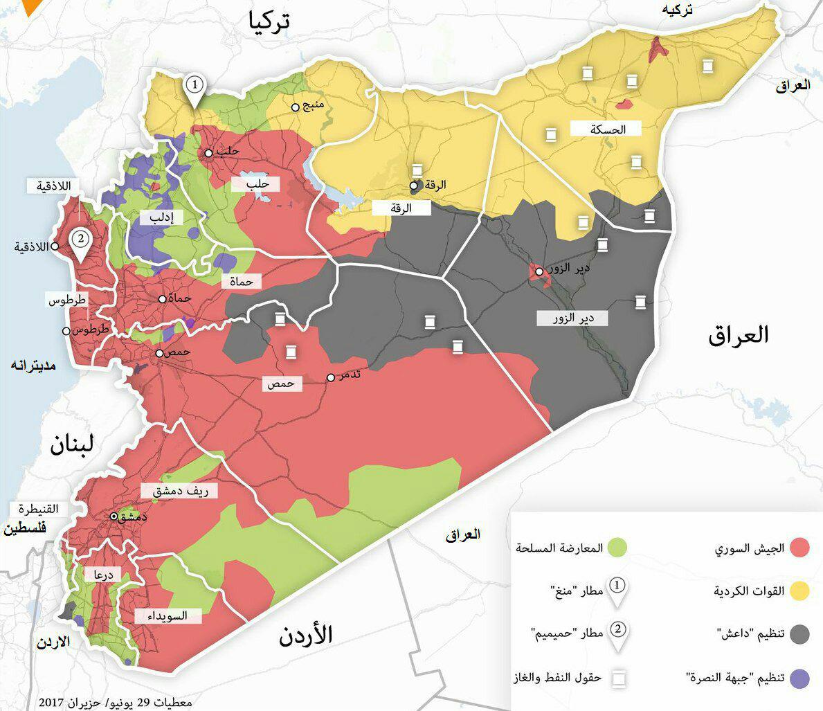 چند درصد از خاک سوریه در کنترل ارتش سوریه و حزب‌الله است؟ + تقشه و جزییات