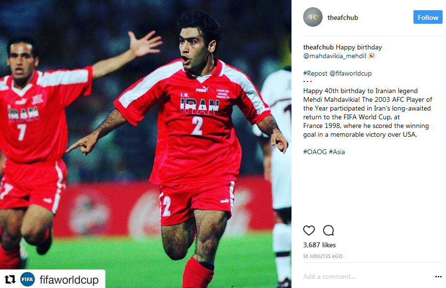 AFC تولد مهدوی کیا را تبریک گفت +عکس
