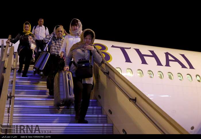 فرود اولین پرواز هواپیمایی تایلند در فرودگاه امام (+عکس)