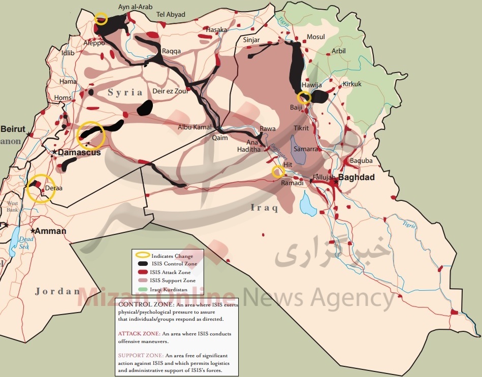 داعش چه مقدار از خاک عراق و سوریه عقب نشینی کرده است؟ + نقشه